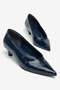 Large Size Women's Mini Thin Heeled Shoes Navy Blue Crocodile Patent Leather