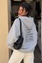 Women's Oversize Hoodie Cry First Printed Gray Melange – Hooded, Kangaroo Pocket, Drop Shoulder
