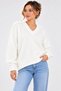 New Season Women's V-Neck Soft Textured Oversize Knitwear Sweater – Comfortable Fit, Long Sleeves, Long Back