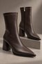 Velora Women's Pointed Toe Thick Heeled Zippered Boots - 2