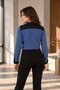 Women's Dark Blue Shirt with Stripes on the Front Arm-18K001255 - 2