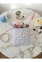 Blue Daisy Patterned Square Small Makeup Bag and Organizer Bag Collector Zippered Washable Bag - 2