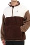 Rc-2406 Men's Ecru-Brown Half-Zip Plush Fleece Coat - 3