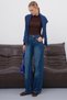 Comfortable Cut Dark Blue Denim Trousers with Curved Stitching Detail - 5
