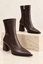 Velora Women's Pointed Toe Thick Heeled Zippered Boots - 3