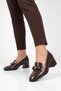 Thick Heeled Bowknot Stylish Brown Women's Classic Heeled Shoes Pc-56189 - 2