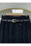 Adile Side Buttoned Lace Detailed Skirt-Aa4742 Black - 3