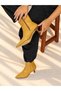 Vi̇enna Yellow Wicker Leather Pointed Toe 5 cm Thin Heel Women's Boots Botti̇e - 3