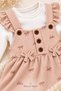 Baby Girl Set with Badili Bow Pattern, Suspender Salopet and Socks, 3-Piece Seasonal Set - 4