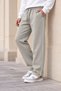 Men's Three-Ply, Fleece-Lined, Full-Length, Piped, Elasticated Hem, Waistband with Elastic, Gray Sweatpants - 7