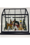 Christmas Decoration: Lighted Black Glass Cage with Snowman, Deer and Pine Trees 33X33 Cm. - 4