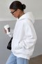 Women's Oversize Hoodie Cry First Printed White – Hooded, Kangaroo Pocket, 3-Thread Raster Fleece - 5