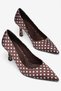 Large Size Women's Thin Heeled Stiletto Shoes Brown Satin Polka Dot Pointed Toe