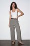 Belt Detailed Pipe Leg Trousers - Gray