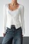 Women's Viscose Knitted Cardigan with Lace Tied Detail