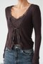 Women's Viscose Knitted Cardigan with Lace Tied Detail - 4