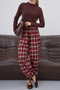 Plaid Patterned Comfortable Fit Pants with Elasticated Legs - 8