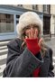 Women's Cream Plush Ushanka Hat Fur-Looking Soft Furry Winter Russian Ushanka - 2
