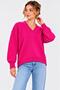 New Season Women's V-Neck Soft Textured Oversize Knitwear Sweater – Comfortable Fit, Long Sleeves, Long Back - 2
