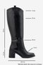 Genoa Black Leather Buckle Women's Thick Heeled Riding Boots - 5