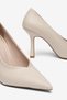 Large Size Women's Thin Heeled Stiletto Shoes Beige Pointed Toe V Face - 2
