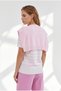 Women's Pink Scarf Detailed Striped Short Sleeve Knitwear Blouse Blz-19003353 - 2