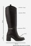 Genoa Brown Leather Buckle Women's Thick Heeled Riding Boots - 5