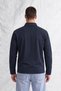 Men's Navy Blue Collared Zippered Sweatshirt - 5