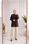 Baharfer Tunic with Robe Front and Stitched Six Buttons at the Bottom - Zn6480 Brown