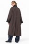 Oversize Velvet Collared Plaid Lined Long Trench Coat - 4