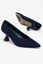 Large Size Women's Thin Heeled Shoes Navy Blue Suede V-Front