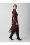 Bitter Brown Gathered Detailed Plaid Patterned Midi Mesh Dress - 2