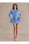 Rochie mini, albastru - 5