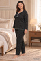 Seasonal Thin Fabric Patterned Long-Sleeved Plus Size Women's Pajama Set 3177 - 4
