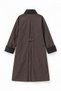 Oversize Velvet Collared Plaid Lined Long Trench Coat - 3