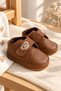 Baby Boy Teddy Bear Embroidered Velcro First Step Shoes 18-19 Number Newborn Leather Non-Slip Sole