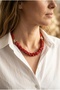 Handmade Broken Coral Natural Stone Special Design Corded Necklace - 5