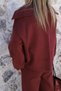 Burgundy Top Standard High Neck Zippered Knitwear Set - 6