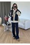 Premium Trend Design Embroidered Bird's Eye Detail Adjustable Waist Jacket-Pants 2-Piece Set - 2
