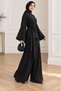 Women's Black High-Necked Waist-Tied Double Hijab Set Nms109 - 8
