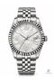 Men's Wristwatch White Honeycomb Pattern Dial Silver Color Steel Band Quartz with Calendar 3 Atm - 3