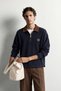 Men's Velvet Collar Zippered Oversize Sweatshirt - 2