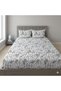 3 Pieces Flat Bedsheet Set with Floral Pattern King Size Bed Pillow Cover Set with 1 Bedsheet, 2 Pillow Cover Bedding Set King (U.K. Standard)) (Light Gray Leaf, King (U.K. Standard)) - 3