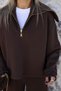 Coffee Top Standard High Neck Zippered Knitwear Set - 4