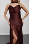Brown Strapless Draped Shawl Chiffon Fabric Evening Dress - 5