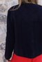 Navy Blue Standard Size Suede Buttoned Dog Embroidered Cardigan - 3