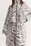 Women's Ecru-Black Zebra Patterned Lined Zippered Oversized Jacket and Wide-Leg Trousers Set 4231 60286762 - 6