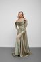 Water Green Boat Neck Underwire Lace Detailed Long Evening Dress - 2