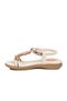 White Genuine Leather Ankle Strap Women's Flat Sandals - 2