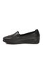 Black Genuine Leather Women's Casual Shoes with Side Elastic - 2